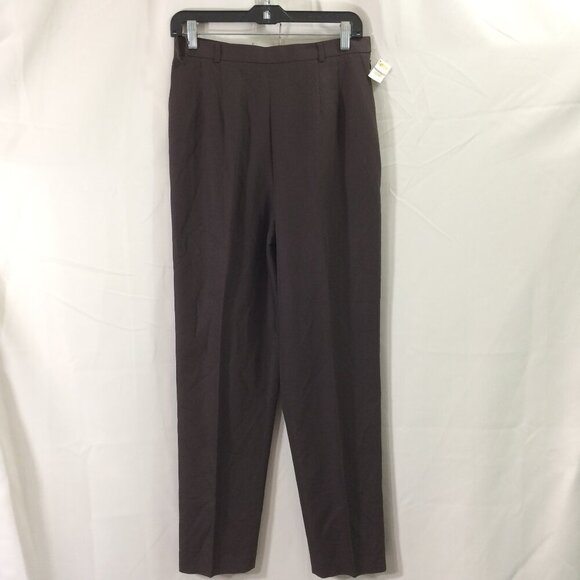 Talbots NOS Pants Vintage 1990s Made Japan Brown Cotton Blend Side Zip Size 10 - Picture 1 of 4